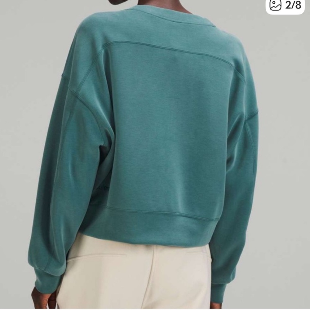 Lululemon Softstreme Perfectly Oversized Crop Crew Green Jasper size 2‎ - Picture 2 of 7